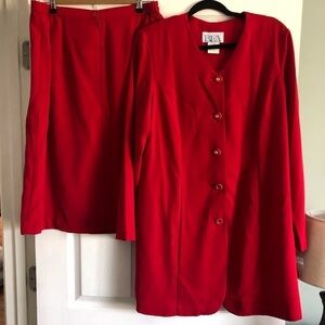 Vintage BFA Classics Red oversized blazer & skirt 2pc set in size 16